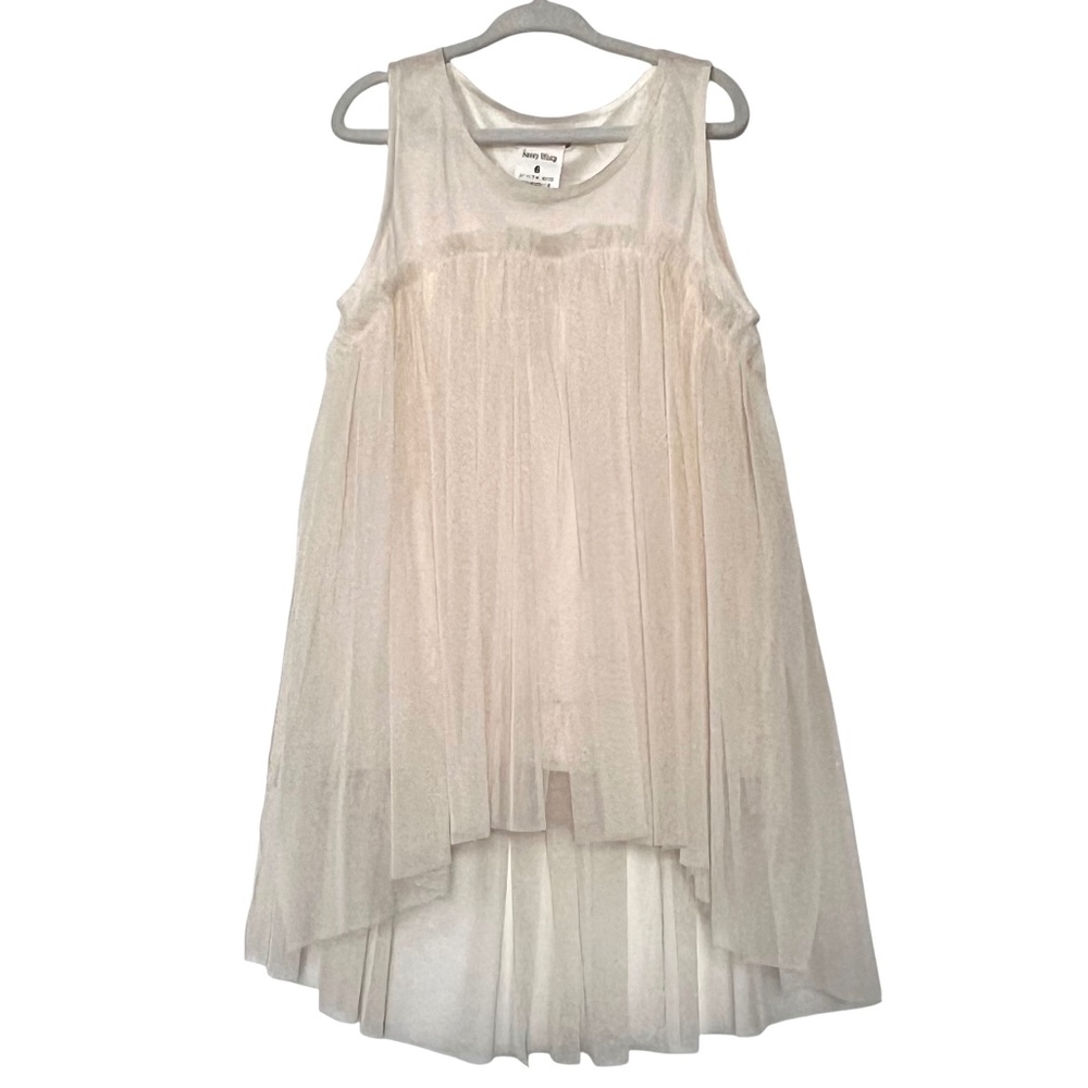 Little Sassy Cream Tulle Tunic Tank Top Girl's 6